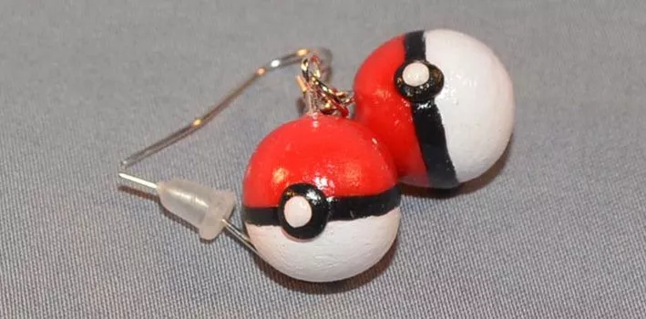 Handmade Pokeball earrings
