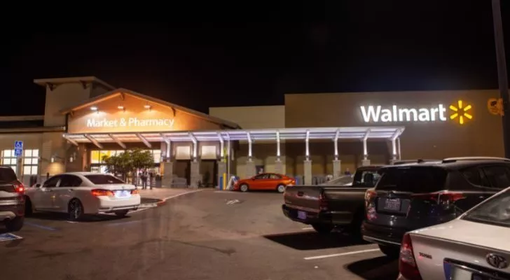 A Walmart parking lot.