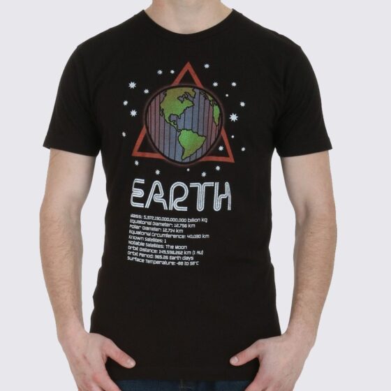 Earth Planet Facts T-Shirt - Black