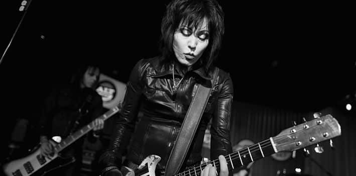 Joan Jett wearing a motorcycle jacket