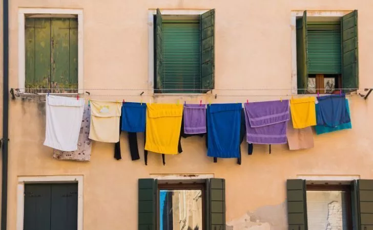 Laundry hung dry outside