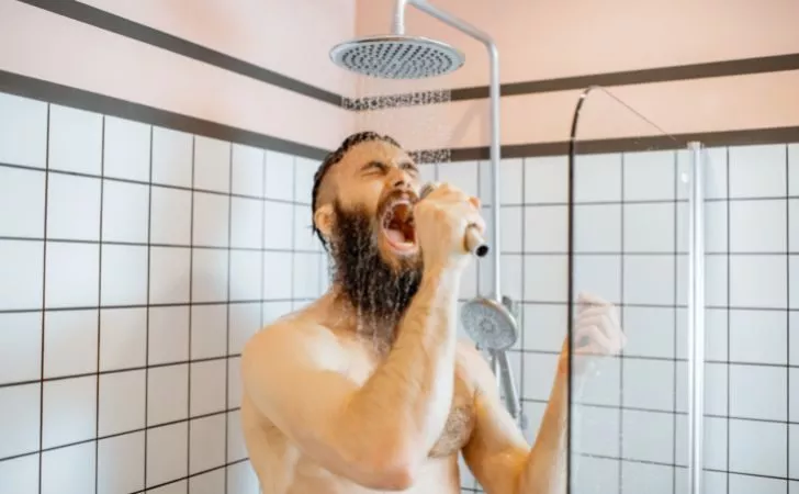 Man singing in the shower