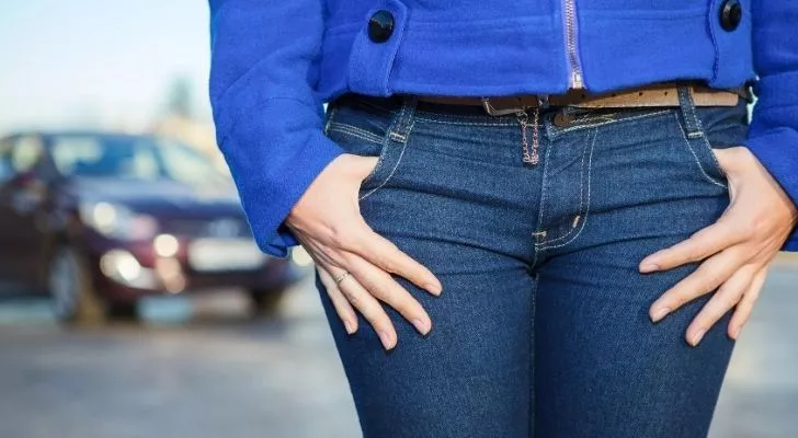 Woman wearing jeans with a small pocket
