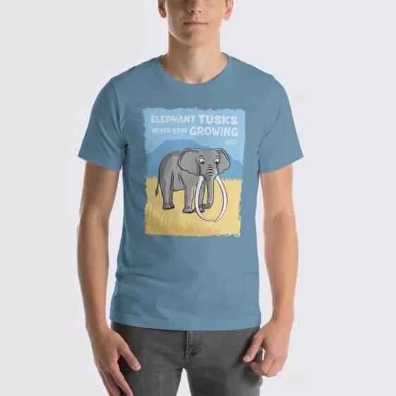 Men's Elephant #FACT T-Shirt - Steel Blue