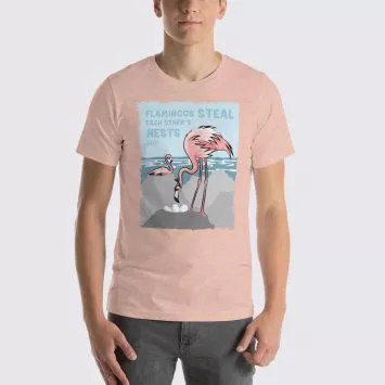 Men's Flamingo #FACT T-Shirt - Heather Prism Peach