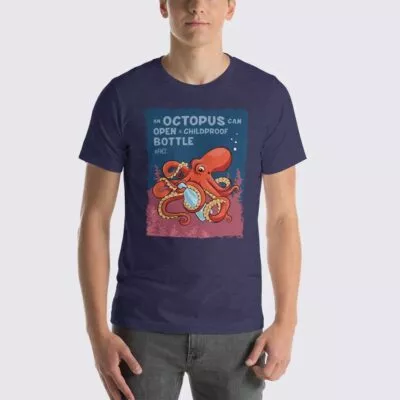 Men's Octopus #FACT T-Shirt - Heather Midnight Navy