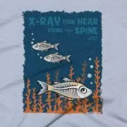 X-Ray Fish Clothing Design #FACT - Close Up - Heather Blue