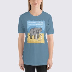 Women's Elephants #FACT T-Shirt - Steel Blue
