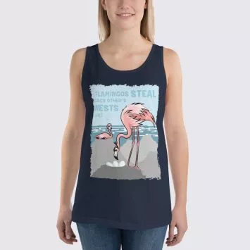 Women's Flamingo Tank Top - Navy Blue