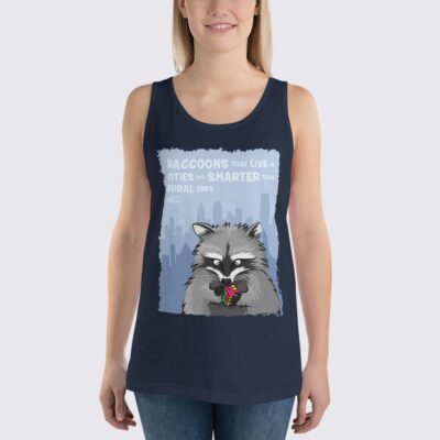 Women's Raccoon Tank Top - Navy Blue
