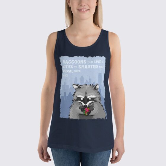 Women's Raccoon Tank Top - Navy Blue