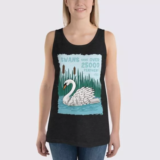 Women's Swan Tank Top - Charcoal Black