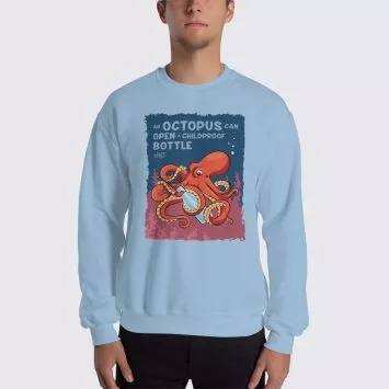 Men's Octopus #FACT Sweatshirt - Light Blue