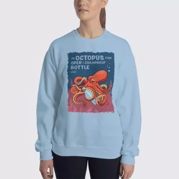 Women's Octopus #FACT Sweatshirt - Light Blue