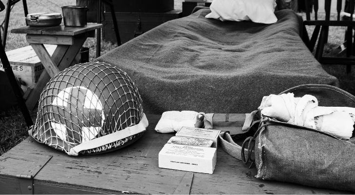 A recreation of a World War II medic tent.