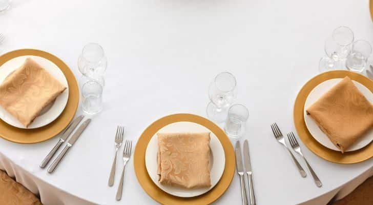 Dinner table set up. 