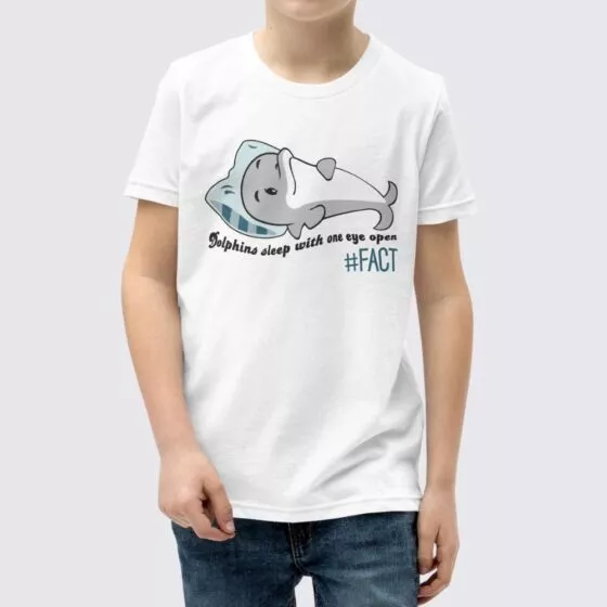 Kids Dolphin #FACT T-Shirt - White