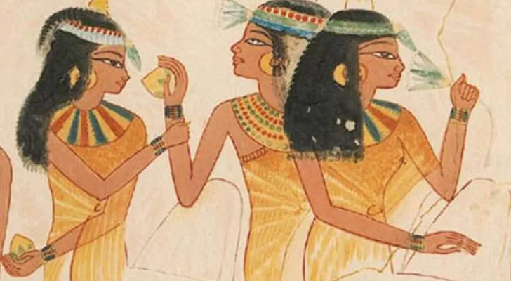 Ancient Egyptian art showing women using perfume
